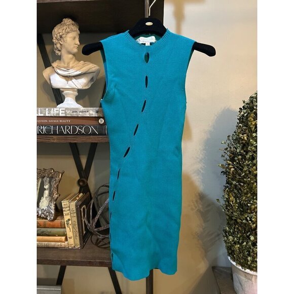 Ronny Kobo Jerrie Knit Bodycon Mini Dress BLUE TEAL Tidepool Womens Size Small - Picture 7 of 11